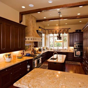 Bay Area traditional kitchen design with mahogany custom cabinetry