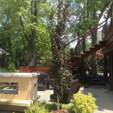Raised deck and floating stairway