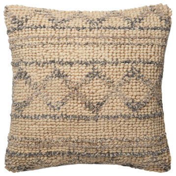Woven Pattern on Cotton Base Decorative Throw Pillow, Blue/Natural, Polyester/Po
