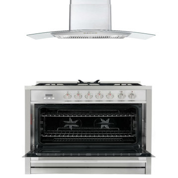 36" 3.8 cu.ft. Single Oven Dual Fuel With 36" Ducted Wall Mount Range Hood