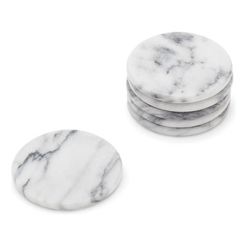 Fox Run Set of 6 100% Natural White Marble Stone Coasters