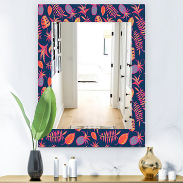 Designart Tropical Mood Pineapple 1 Bohemian Eclectic Frameless Vanity Mirror