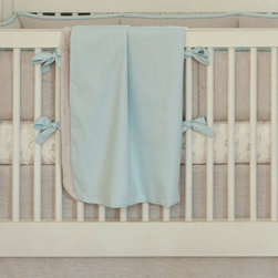 Light Blue Linen Crib Blanket - Baby Bedding