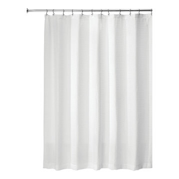 Contemporary White Shower Curtains, Ultimate Luxury Fine Linens Hotel Collection Fabric Shower Curtain Liner