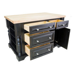 Distressed-Black Pre-Made Kitchen Island - Kitchen Islands And Kitchen Carts