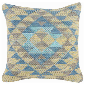 Geometric Blue and Gray Southwestern Throw Pillow