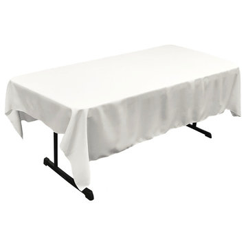 LA Linen Polyester Poplin 60"x90" Rectangular Tablecloth, White