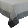 Contemporary Solid Color Border Tablecloth, Blue, 55x55