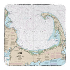 Betsy Drake Cape Cod Bay, MA Nautical Map Coaster Set of 4