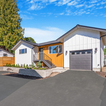 Angled Front View with Wide Driveway and Cedar Fence – Snohomish Unit 2