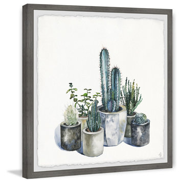 "Pot of Succulents" Framed Painting Print, 12"x12"