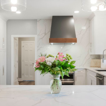 Leawood 1st Floor Kitchen, Entrway, Stairway, Fireplace, Laundry Transformation