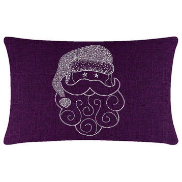 Sparkles Home Rhinestone Santa Pillow, Purple, 14x20