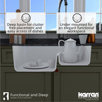 Karran Undermount Quartz 32" 60/40 Double Bowl Kitchen Sink, White
