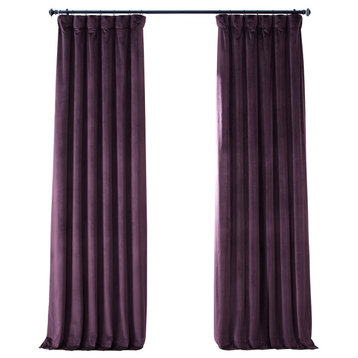 Signature Plush Velvet Blackout Curtain Single Panel, Plum Blossom, 50wx108l