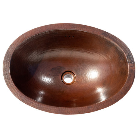 19" Oval Copper Sink with Overflow
