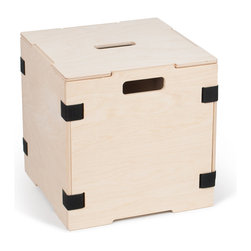Sprout - Stackable Wood Cube Storage Box, Black, With Lid, Single Box - Storage Bins And Boxes