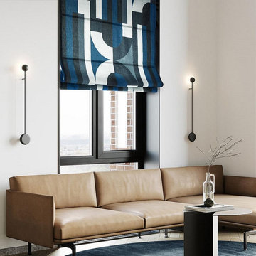 San Francisco Blue Quick Fix Washable Flat Fold Roman Shades, Window Blinds