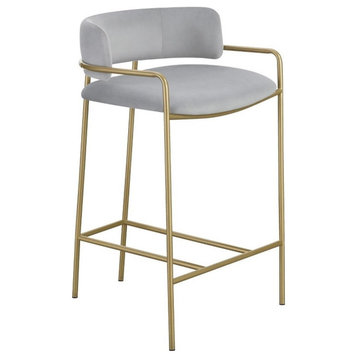 Coaster Comstock Velvet Upholstered Low Back Counter Height Stool Gray and Gold