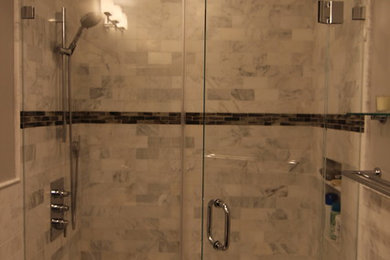 1/2" thick, clear glass frameless shower enclosure