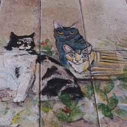 Roman Shower Design with Cats - Artwork