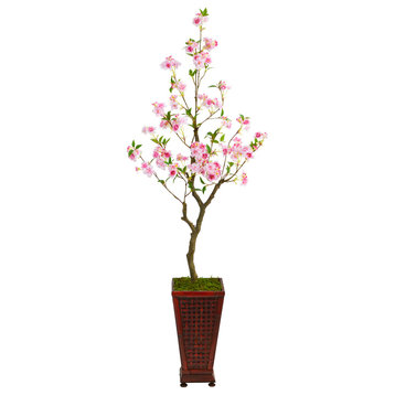 5' Cherry Blossom Artificial Tree, Decorative Planter