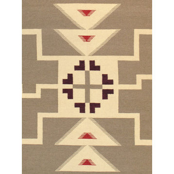 Navajo Style Hand-Woven Wool L. Brown Area Rug, 8'11"x12'Pnt-222 9x12
