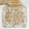 Ivory Jacquard Queen 74"x18" Bed Runner, Beaded and Foil Foil Damask Gold