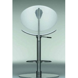 Tamago Stool (Art 546) with White Leather - Back View - Bar Stools and Kitchen Stools