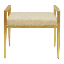 Worlds Away - Worlds Away Emily Rectangular Sherpa Stool - Vanity Stools And Benches