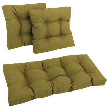 Square Outdoor Tufted Settee Cushions, 3-Piece Set, Avocado