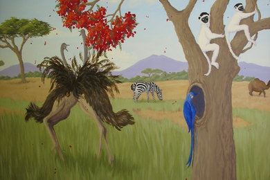 African Jungle Animal Hallway Mural for Pediatrician's Office
