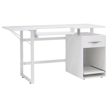 Sew Ready Pro Line Sewing Machine Table, Office Desk with Shelf - White