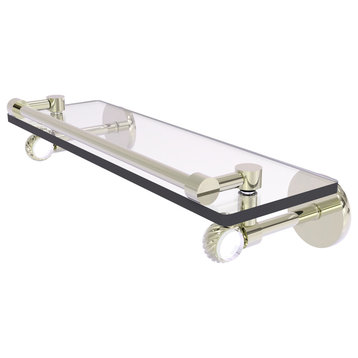 Clearview 16" Gallery Rail Glass Shelf with Twisted Accents, Polished Nickel