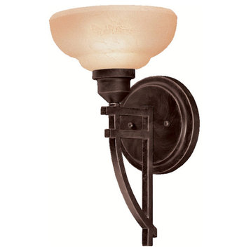 Kichler Lighting Columbiana Wall Sconce in Olde Auburn With Marbled Clay Glass