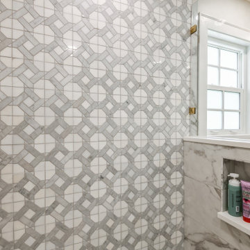 Complimentary tile makes this shower shine!