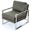 GDF Studio Electa New Velvet Club Chair With Stainless Steel Frame, Gray/Chrome