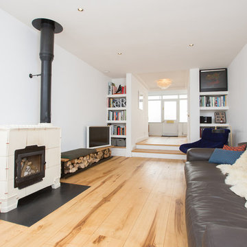 Contemporary apartment with Sweet Chestnut flooring throughout.
