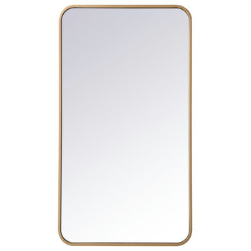 Soft Corner Metal Rectangular Mirror 20X36", Brass