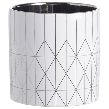 Diamond Planter or Plant Stand, White/Polished Silver/Black/Gray