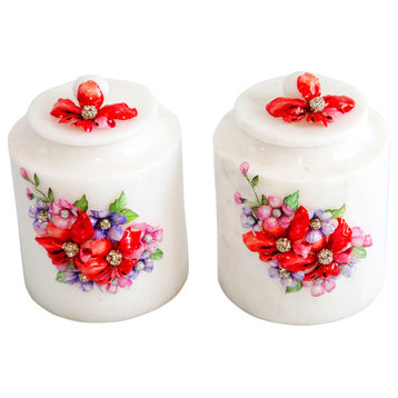 Ornamental Makrana White Marble Jar (Priced individually)