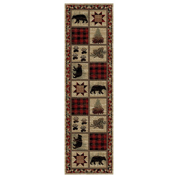 Hearthside Hollow Point Lodge Area Rug, Red, 2'3"x7'7"