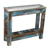 Heavily Distressed Blue Combo Side Table