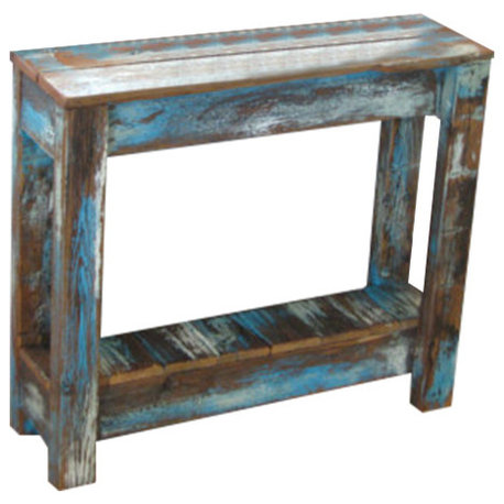 Heavily Distressed Blue Combo Side Table
