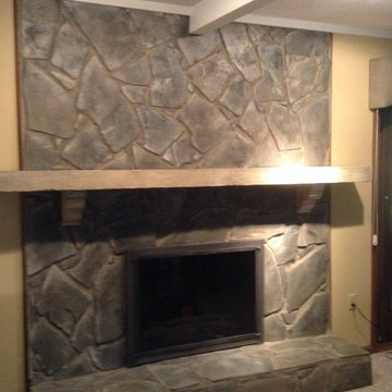 Refinished stone fireplace