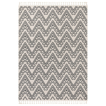 Tico Geometric Tribal Area Rug, Beige, 5'3"x7'3"