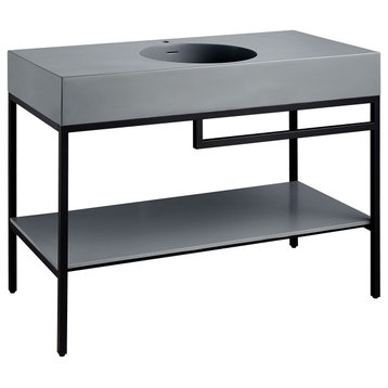 ANZZI Siena 48" Console Sink, Matte Black With Matte Grey Counter Top