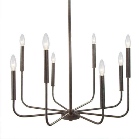 LNC 8-Light Antique/Vintage Finish Modern Candlestick Chaderlier 36"H, Black
