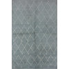 New Modern Trellis Design Blue 5'x8' Moroccan Hand Knotted Wool Area Rug H8615