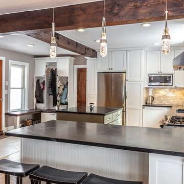 White Shaker Kitchen with soapstone countertops